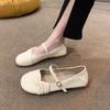 Ladies' New French Mary Jane Shoes with A Small Fragrant Style and Flat Bottom, Evening Style, and Small Leather Shoes