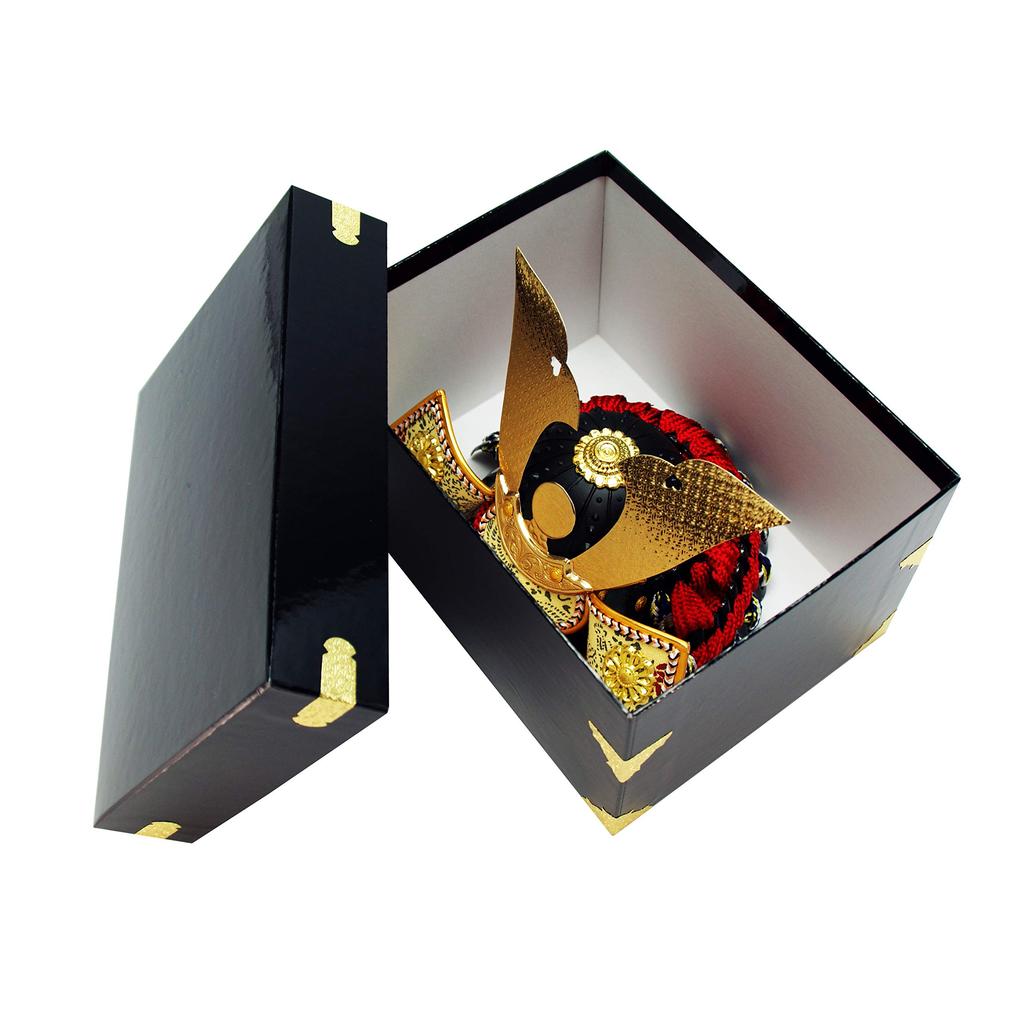 Osaka Choseido May Festival Helmet Compact with Name Engraving and Wooden Plaque Chirimen Long Helmet Doll, Ornament, Mini, (Shipped Separately),