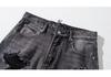 Men's Vintage Washed Black Wide-Leg Ripped Jeans