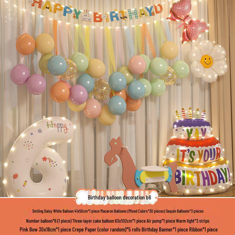 Xiaohongshu First Birthday Balloon Decoration Set for Boys and Girls: Party Background Scene Arrangement