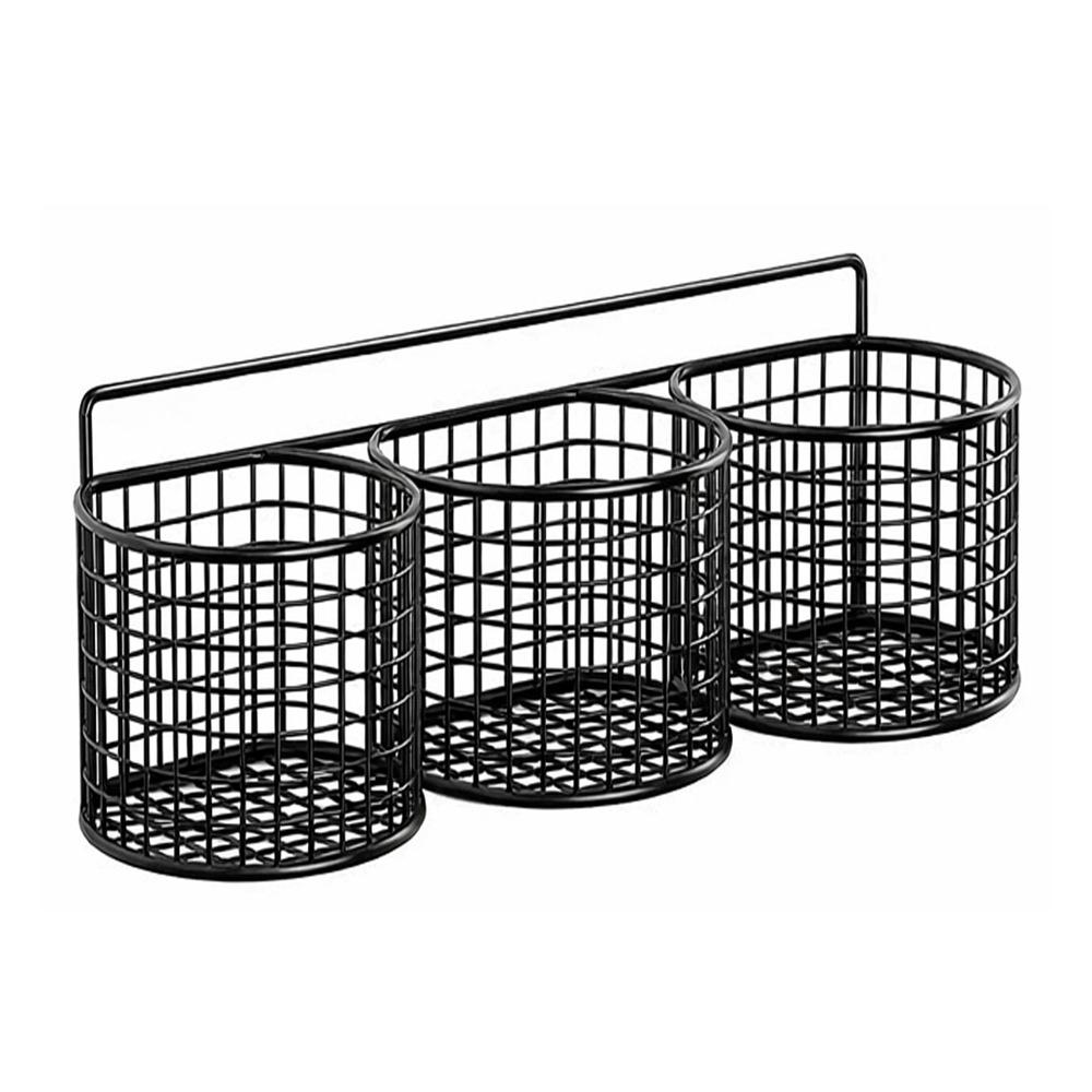 Cesto Portatutto da Parete a 1/2/3 Scomparti Secchiello Grande Capacità per Pettini Scaffale da Cucina Bagno