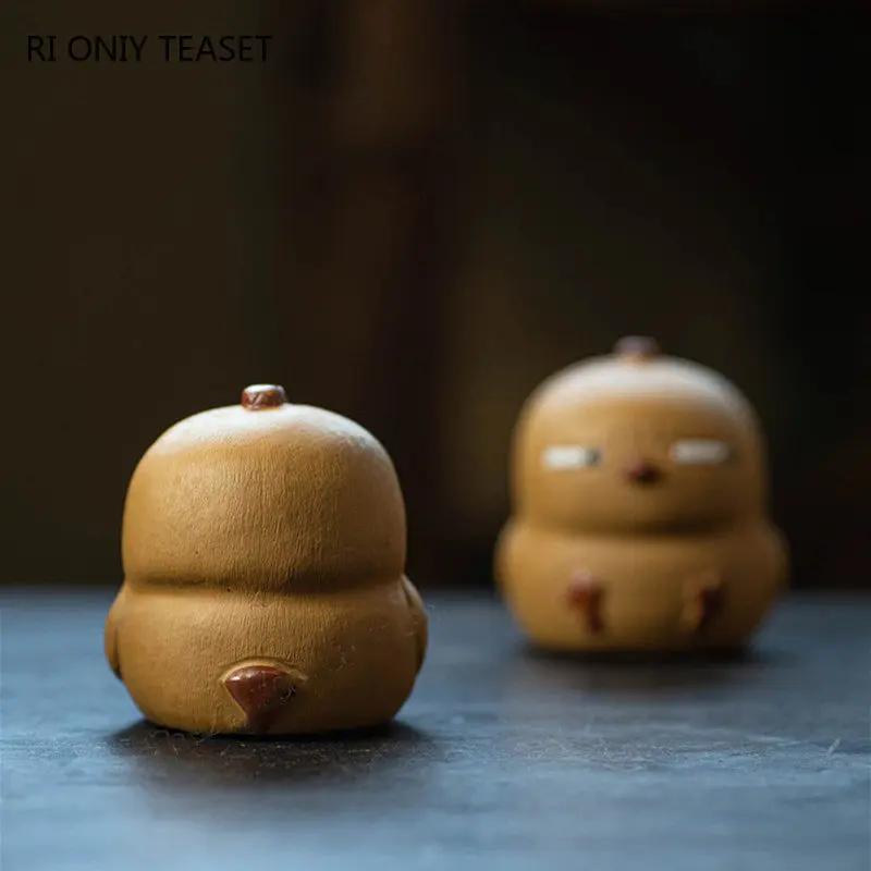 Yixing Handmade Sculpture Purple Clay Tea Pet Chicken Statue Ornaments Desktop Decors Crafts Chinese Zisha Tea Set Decoration