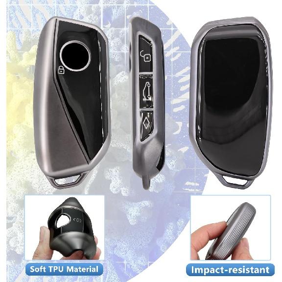 Soft TPU Keychain Cover,Compatible BMW Bmw 2023 2024 New 5/7 Series 740i 760i X1 X5 X6 X7 XM IX IX3 I5 I7 Equal Metal Gray