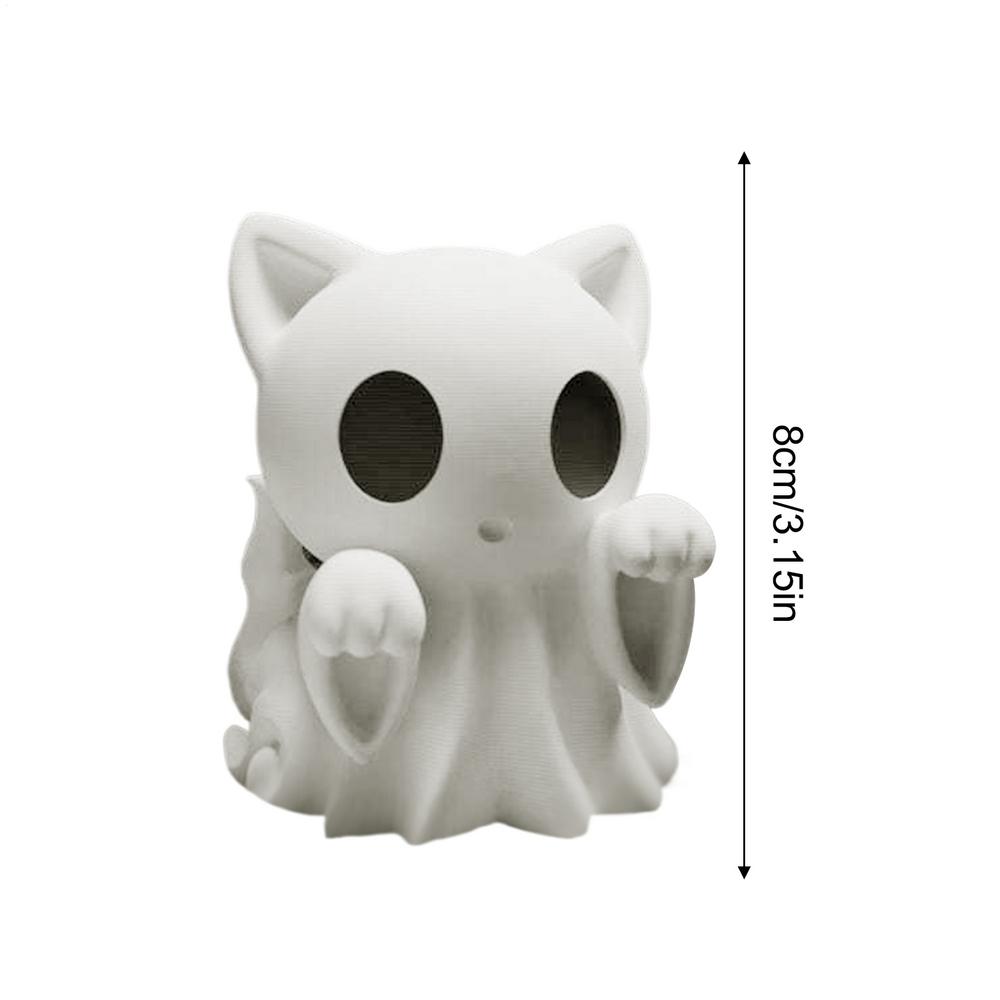 Cute Ghost Dog Cat Figurines Horror Ghost Statue Ornament Halloween ghost cat statue 3D printed ornaments Halloween Decor