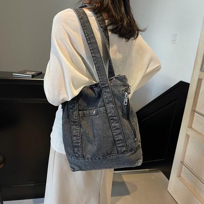 Denim Tote Bag Women Shoulder Bag Vintage Handbag
