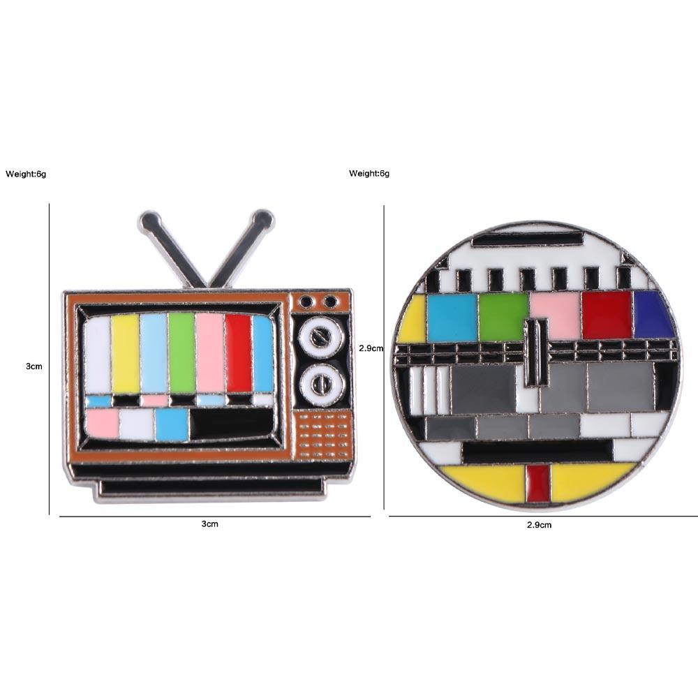 Retro Vintage TV Pin No Signal Television Brooches Fashion Antenna TV Pins  Jewelry