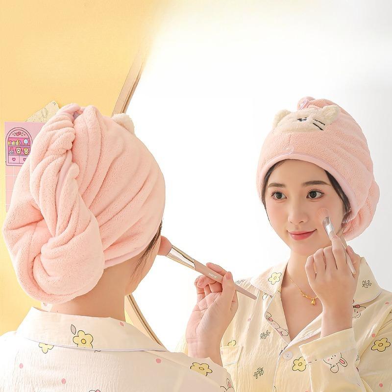 Happy Holiday Puppy, Cute Coral Fleece Dry Hair Cap, Thickened Super Absorbent Household Quick-drying Headscarf