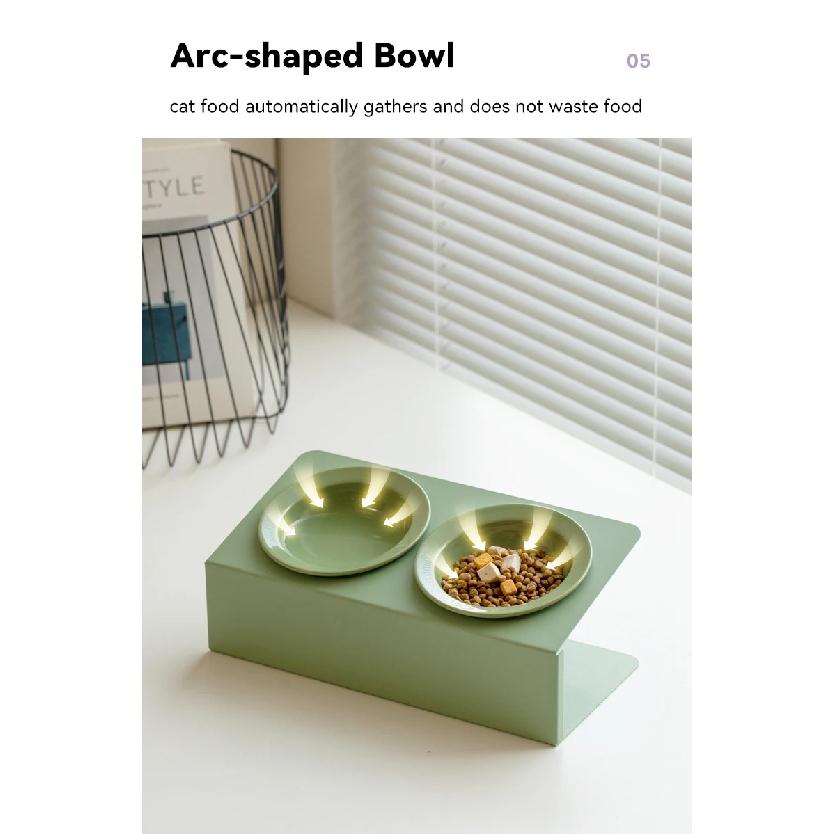Cat Double Ceramic Bowl with Iron Stand Pet Elevated Raised Food Water Bowls Small Dogs Drinking Eating Feeding Supplies