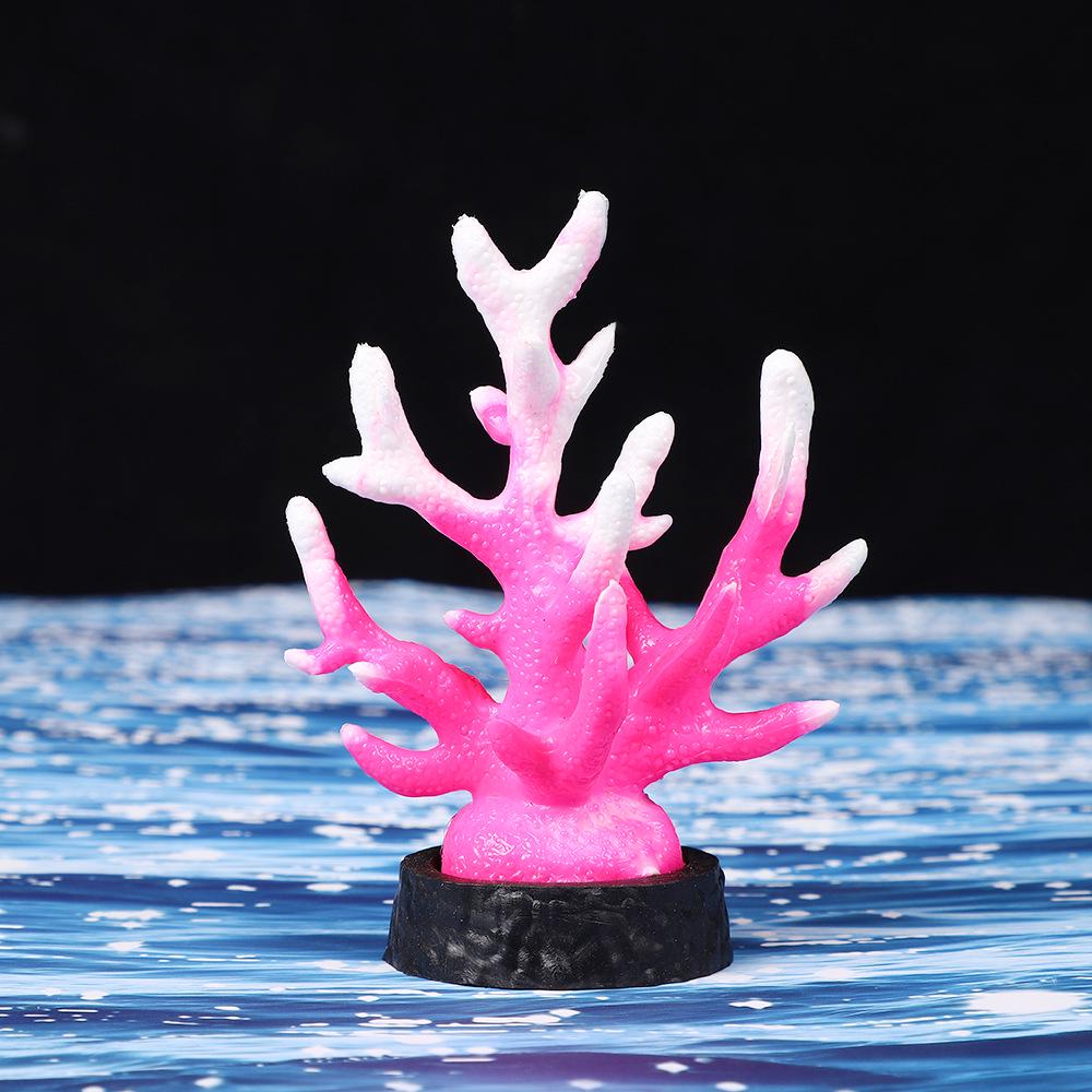Ornamental Coral Fish Tank Decor: Ironwood Branch with Artificial Plants for Saltwater Aquarium Scenery