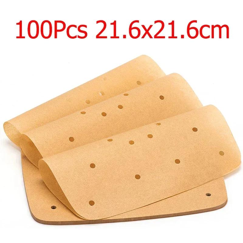 50/100Pcs Upgraded Air Fryer Parchment Paper Air Fryer Disposable Paper Liner Square Perforated Parchment Papers