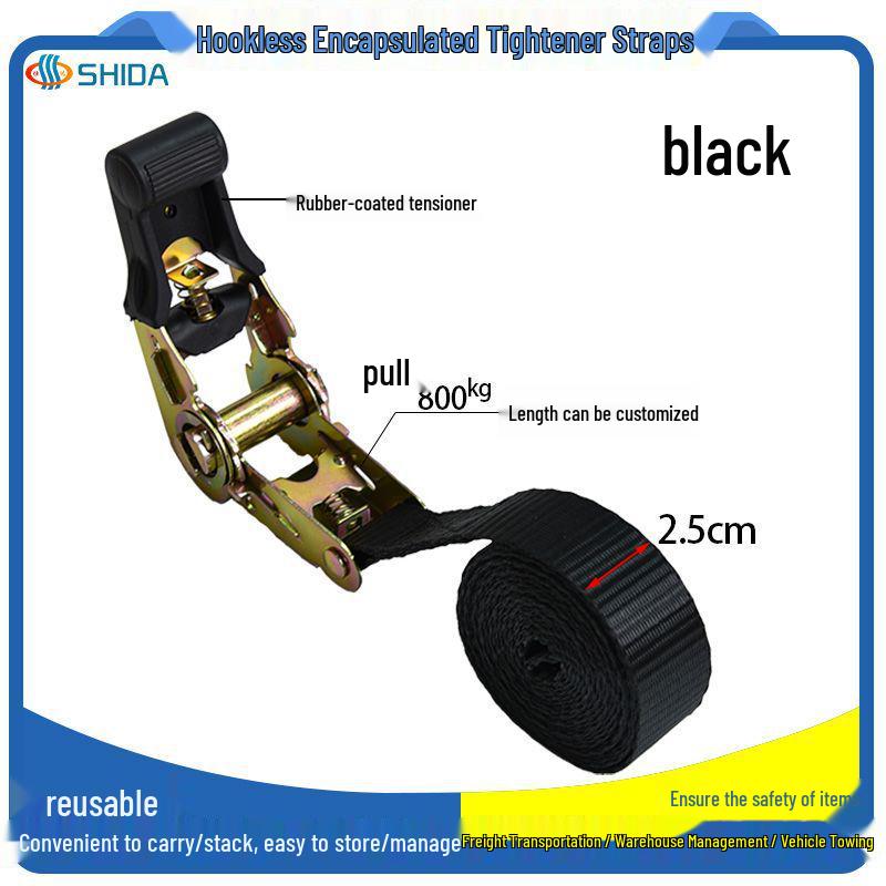In Stock Rubber-Coated Self-Locking Ratchet Tie-Down Straps for Cargo and Luggage
