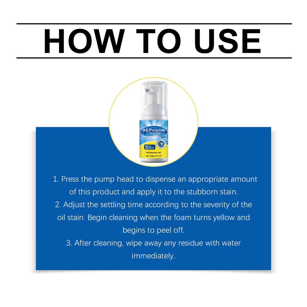 Multifunctional Cleaner, Household Kitchen and Bathroom Oily Cleaner, Household Surface Care Solution, Gentle Decontamination 30ml