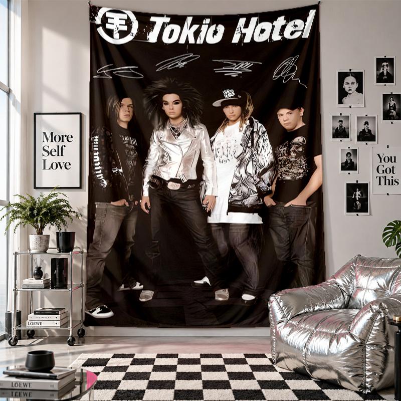 Wall TapestryTokio Hotel Art Hanging Cloth Decorative Background Cover for Room Decoration