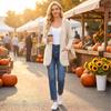 Women's Cardigan Color Long Sleeve with Pockets for Casual Wear
