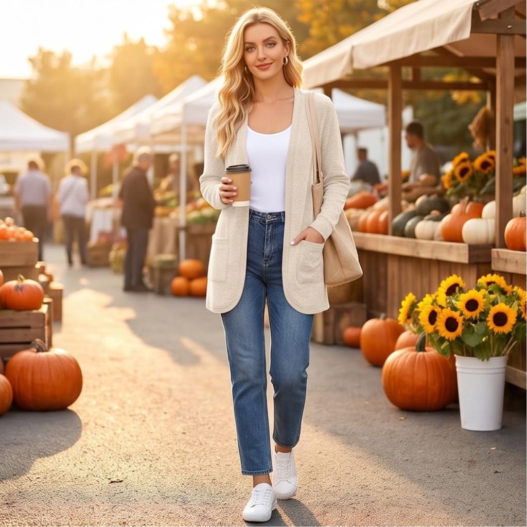 Women's Cardigan Color Long Sleeve with Pockets for Casual Wear