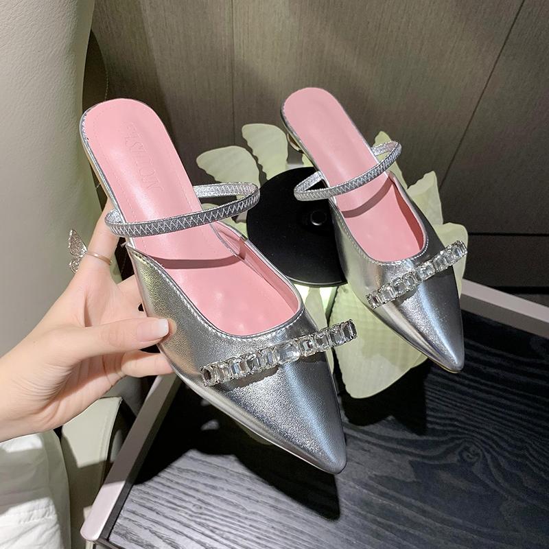 Fashion New Style Women Patent Pink Slippers Spring Summer Flats Pointed Toe Dress Shoes Designer Elegant Shallow Party Zapatos Mujer