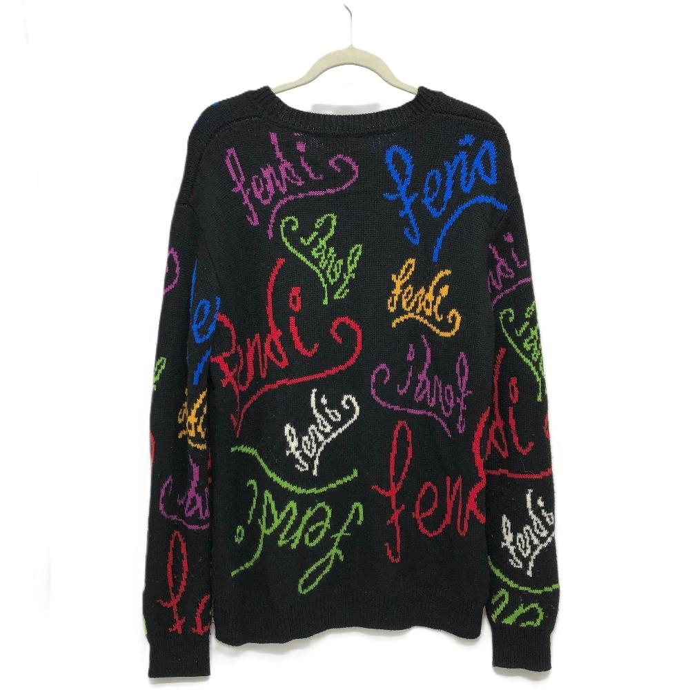 Fendi FZY463 AH3E 21AW Logo Multicolore ARTIST ALLOVER Crew Neck Top Sweater