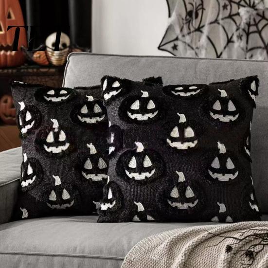 Decorative Pillow Covers for Couch Plush Pumpkin Cushion Cover, Halloween Throw 18 X Cases Inches Maple Leaf Case Sofa Cozy Fall Decor Themed