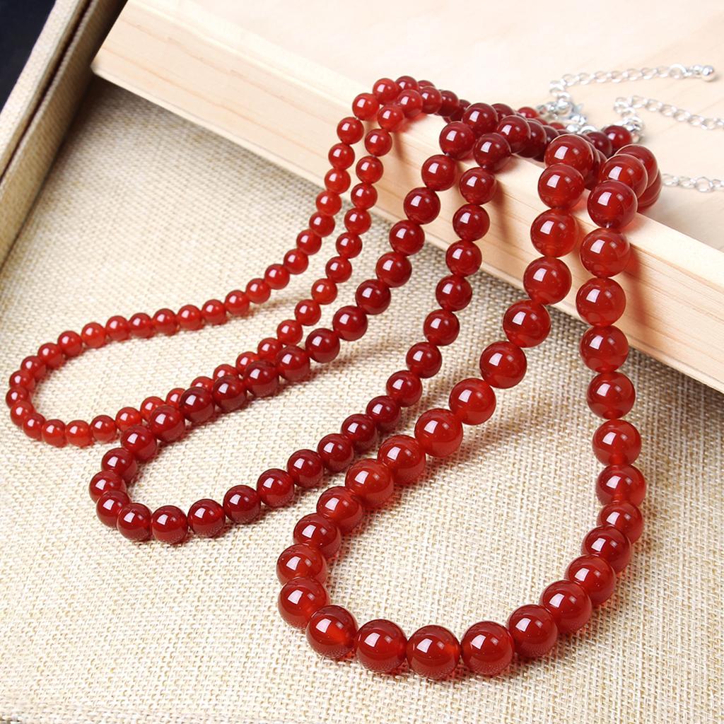 Náhrdelník z vysoce kvalitních korálků z přírodního kamene Sardonyx, kulatý, bohémský, dámský, klasický a elegantní, ručně vyráběný korálkový náhrdelník