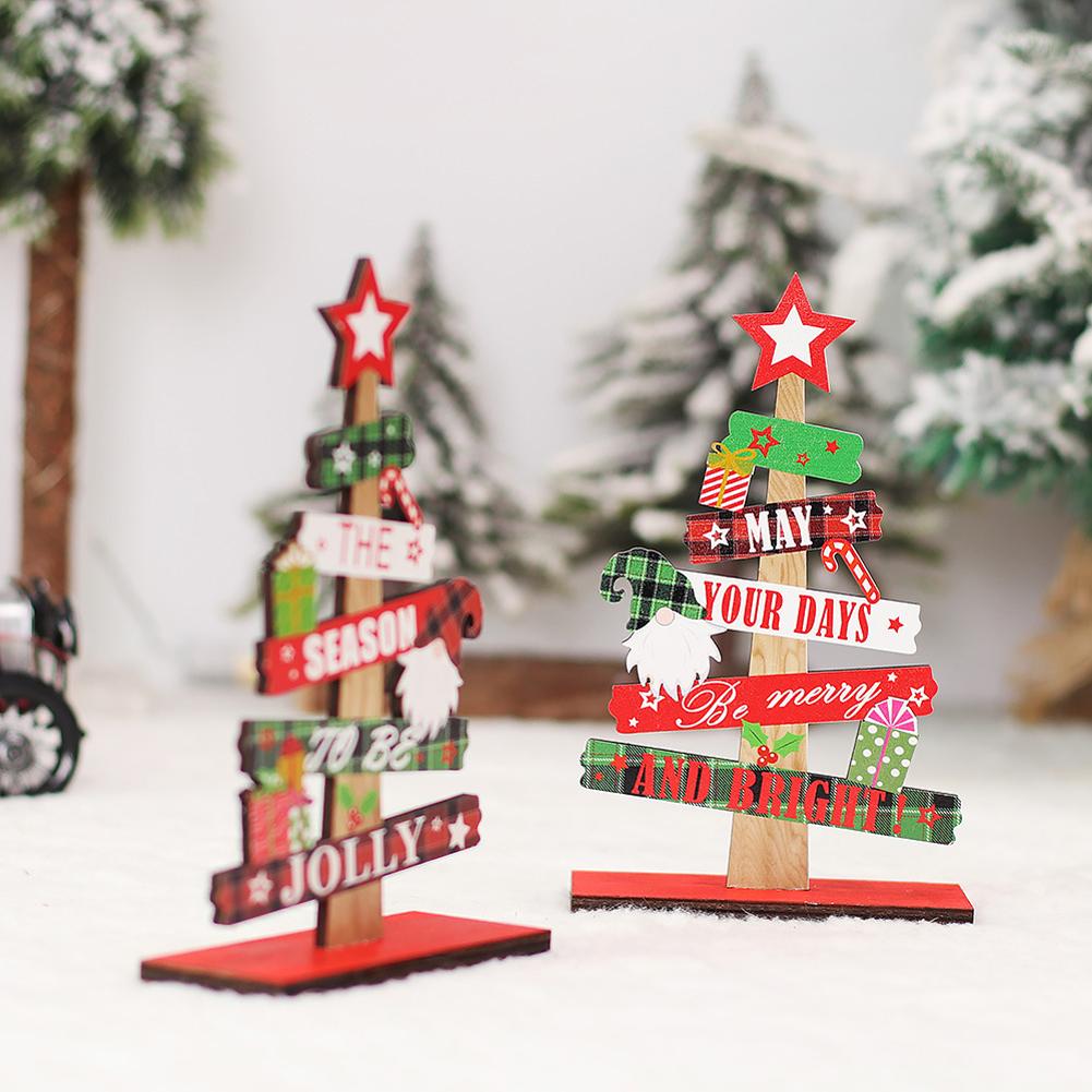 Detachable Christmas Tree Wooden Ornaments Table Top Dress Up Photo Props For Christmas Decoration