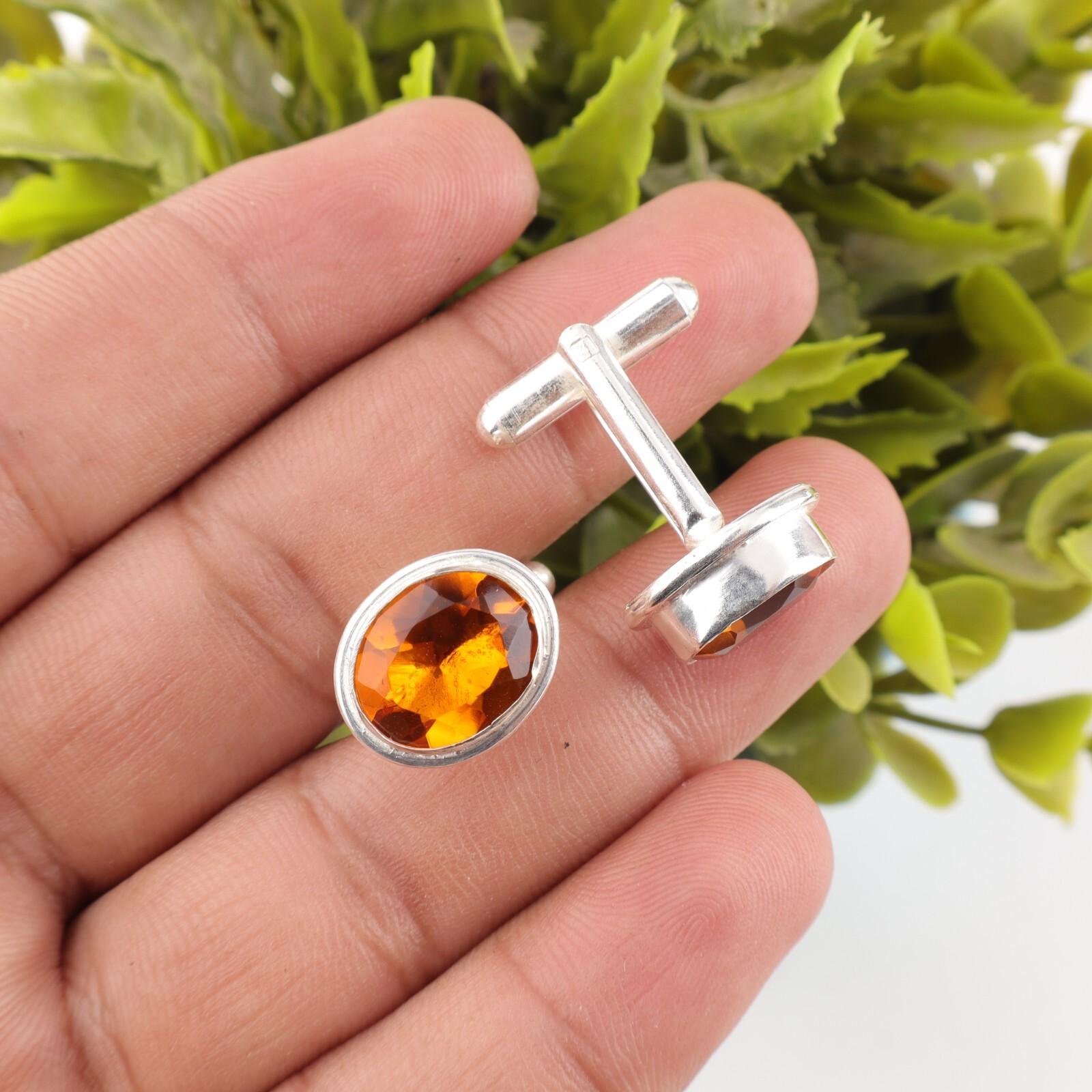 

Цитрин Драгоценный камень 925 Стерлинговое серебро Ручная работа Ювелирные изделия Запонки 0,59 Для него CL-2-14