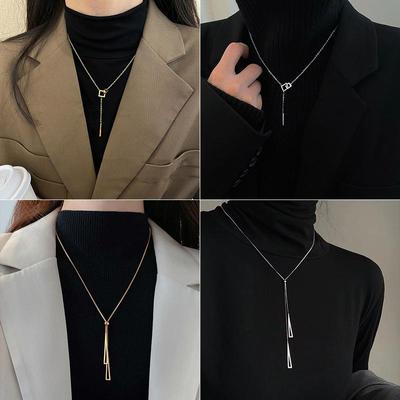 Long Luxury Autumn-Winter Sweater Necklace with Shirt Bottoming, Trendy High-End Accessory