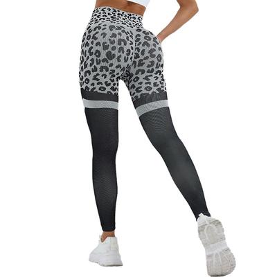 Fitnesshose mit Leopardenmuster und pfirsichfarbenem Gesäß für Damenoberbekleidung, Sporthose mit hoher Taille und enger Hebe- und Hüft-Yogahose