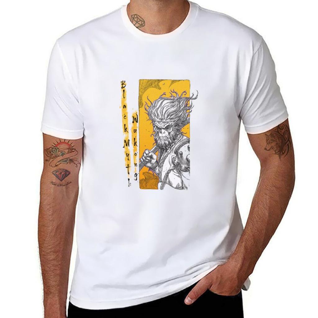 Black Myth Wukong Fanart Characters Tshirt Basic Simple Casual Short Sleeve Tee