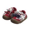 Kids' Cotton Spliced Upper Sports Shoes: Winter Plaid Walking Shoes with Double Shoelaces for Boys and Girls