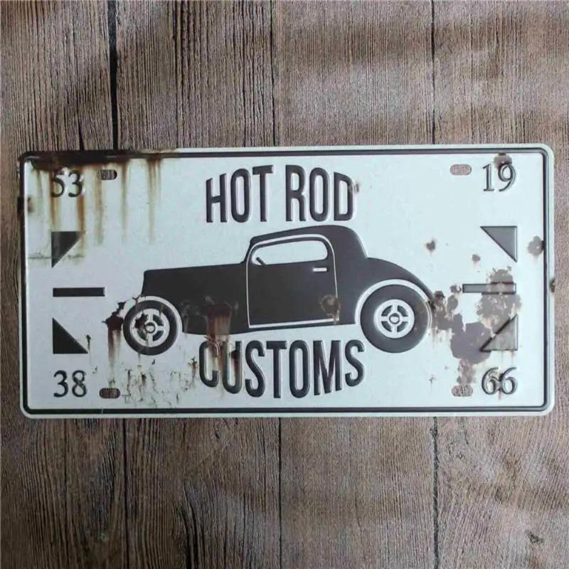 Retro Car 2D Metal Sign, Aluminum Wall Decor 15x30cm