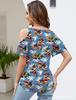 2025 Summer Off-the-Shoulder V-Neck Print Top for Women