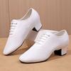 Scarpe da Uomo in Pelle Bianca Perforate Moderne per Ballo da Sala Fondo a Due Punti Scarpe da Ballo Latino Sneakers per Square Dance