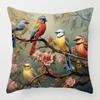 Colorful Bird and Flower Pattern Series Throw Pillow Cover with Short Plush Print for Living Room Sofa Decoration Cushion Cover