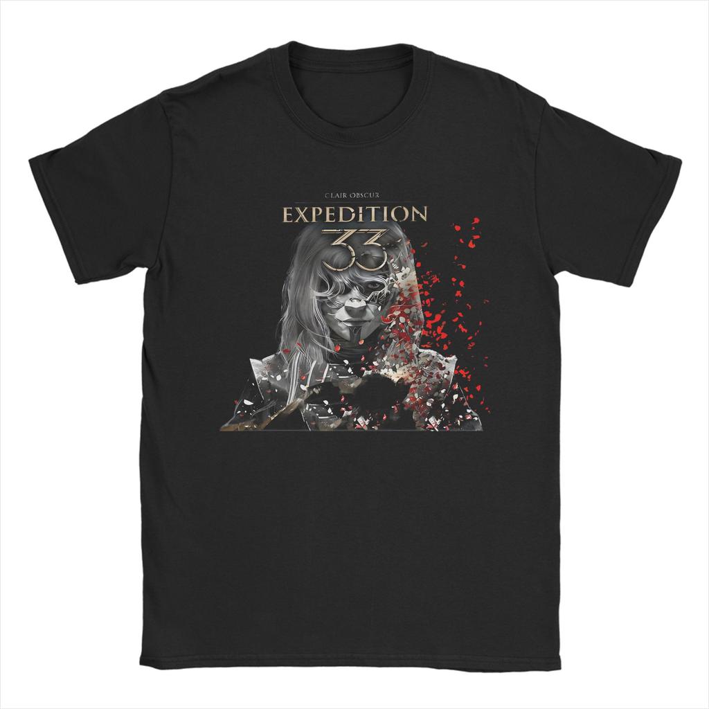 Vintage Esquie Clair Obscur Expedition 33 Tour TShirt for Unisex Round Neck Pure Cotton T Shirts Short Sleeve Tee Shirt Clothing