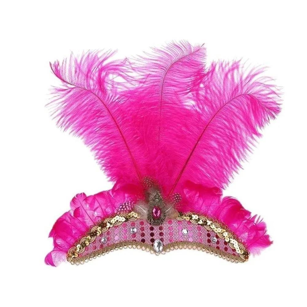 Exquisite Sequin Feather Headband Vintage Masquerade Hair Band  Dance Show