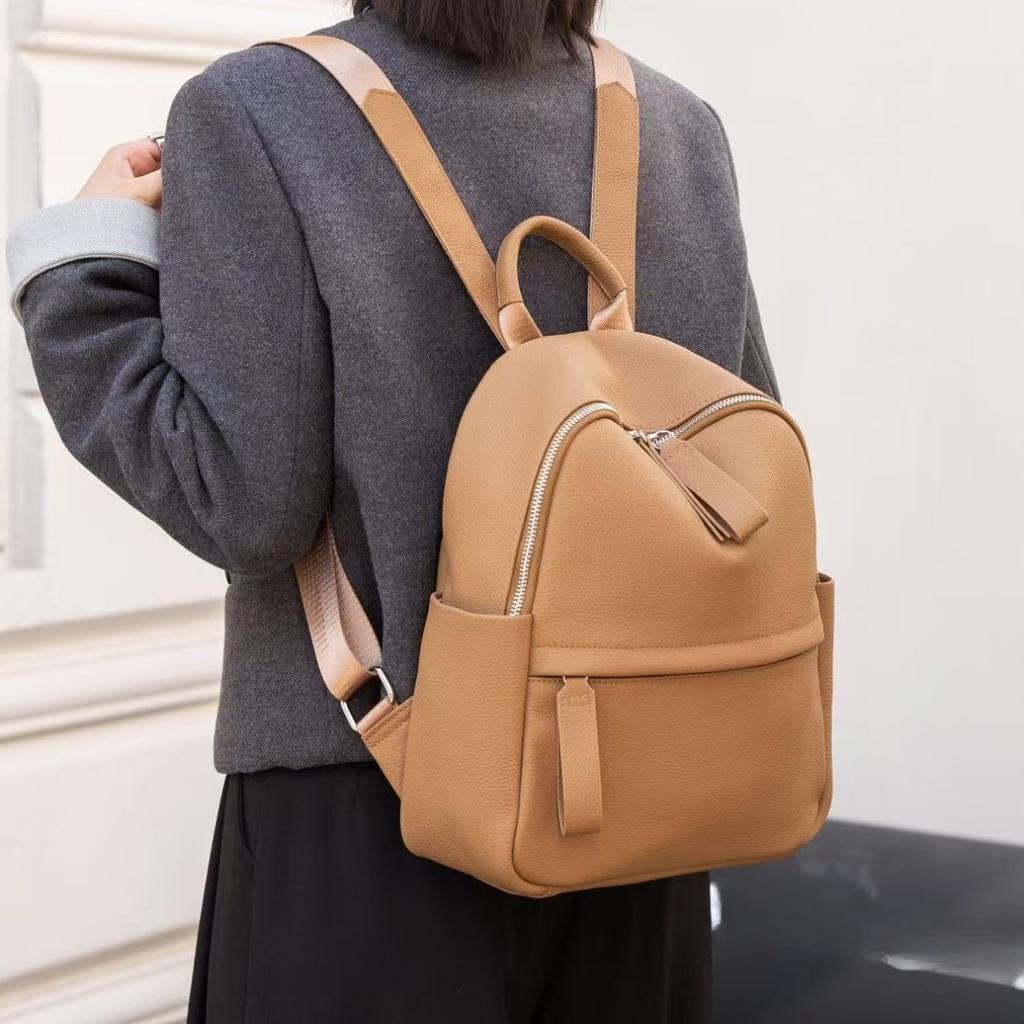 Skórzana Damska Torba na Ramię Skóra Licowa Plecak do Pracy i Dojazdów Lekka Torba Podróżna Tornister Damski