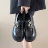 Fashion Fashion Single Shoes Autumn New Round Toe Deep Mouth Metal Buckle Platform Non-slip Loafers