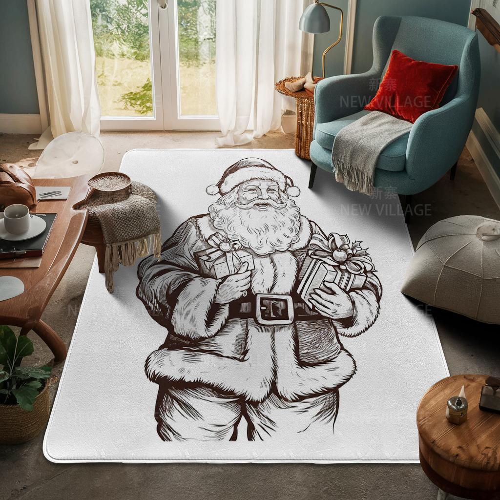 House Entrance Carpet Home Door Mat Living Room Bath Foot Bathroom Non-slip Water Absorption Rugs Bath Merry Christmas Winter