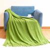 Chunky Knit Tassel Throw Blanket Solid Color Textured Knitted Blanket For Sofa Bed Home Decor