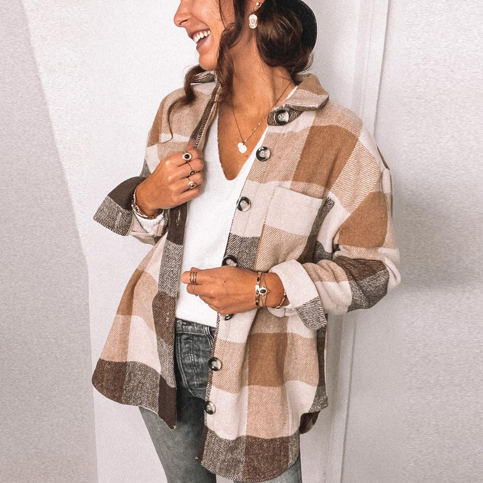 

Женская модная верхняя одежда с клетчатым принтом и длинными рукавами, куртка с лацканами, плащ XL жёлтый