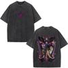 Washed Anime Black Clover Logo Graphic Print T-shirt Harajuku Summer Fashion Casual Cotton Oversized T-shirts Tops Streetwear
