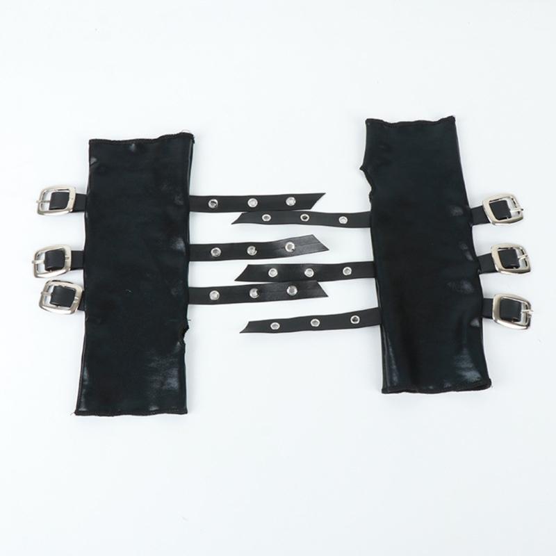Punk Partyhandschuhe mit Metallverschluss PU Fingerlose Armstulpen für Konzerte Event und Musikfestival-Treffen
