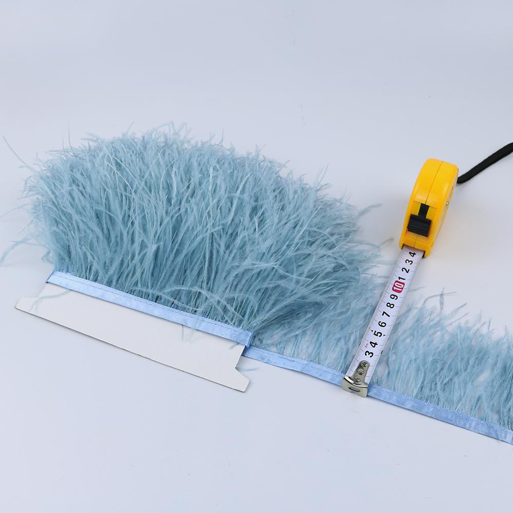 Feather1Meter 8-10cm Ostrich Feather Trim Fringe Ribbon Lake Blue for Dress Clothes Sleeve Decoration Sewing Plumes Fabric Fashion