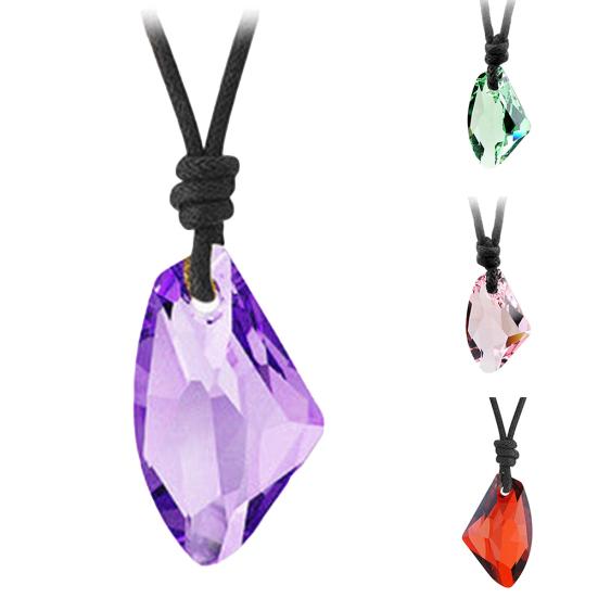 Fashion Men Women Faux Crystal Pendant Adjustable Rope Necklace Jewelry Gift