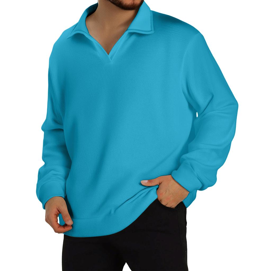 Men's Casual Collared Long-Sleeve Knit Base Layer Top