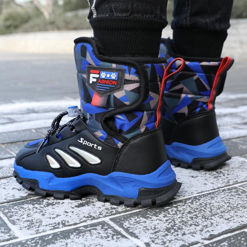 Детская зимняя плюшевая теплая спортивная обувь с высоким берцем из хлопка — фото 12