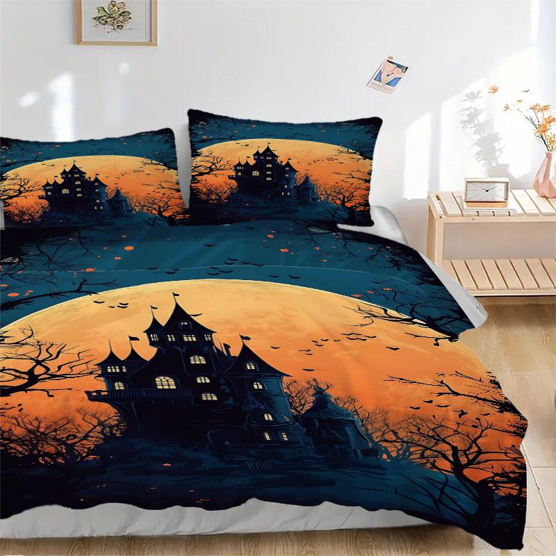 3pcs bedding set Castle Moon Includes 1 Comforter + 2 Pillowcases, Without Pillow Inserts, Soft Comfortable, Lightweight Breathable, Printed