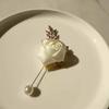 1pc High-end Faux Pearl & Rose Bud Boutonniere For Wedding Party Prom Decorations