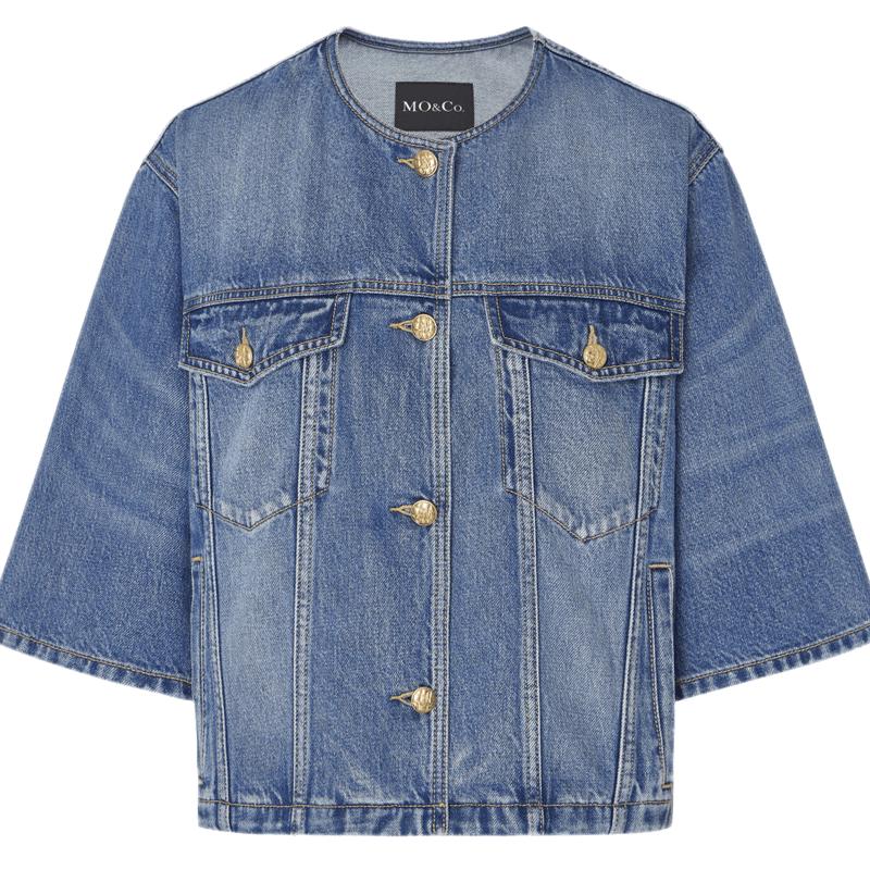 

MO&Co. Золотая пуговица, джинсовая куртка с рукавом до середины предплечья M 165