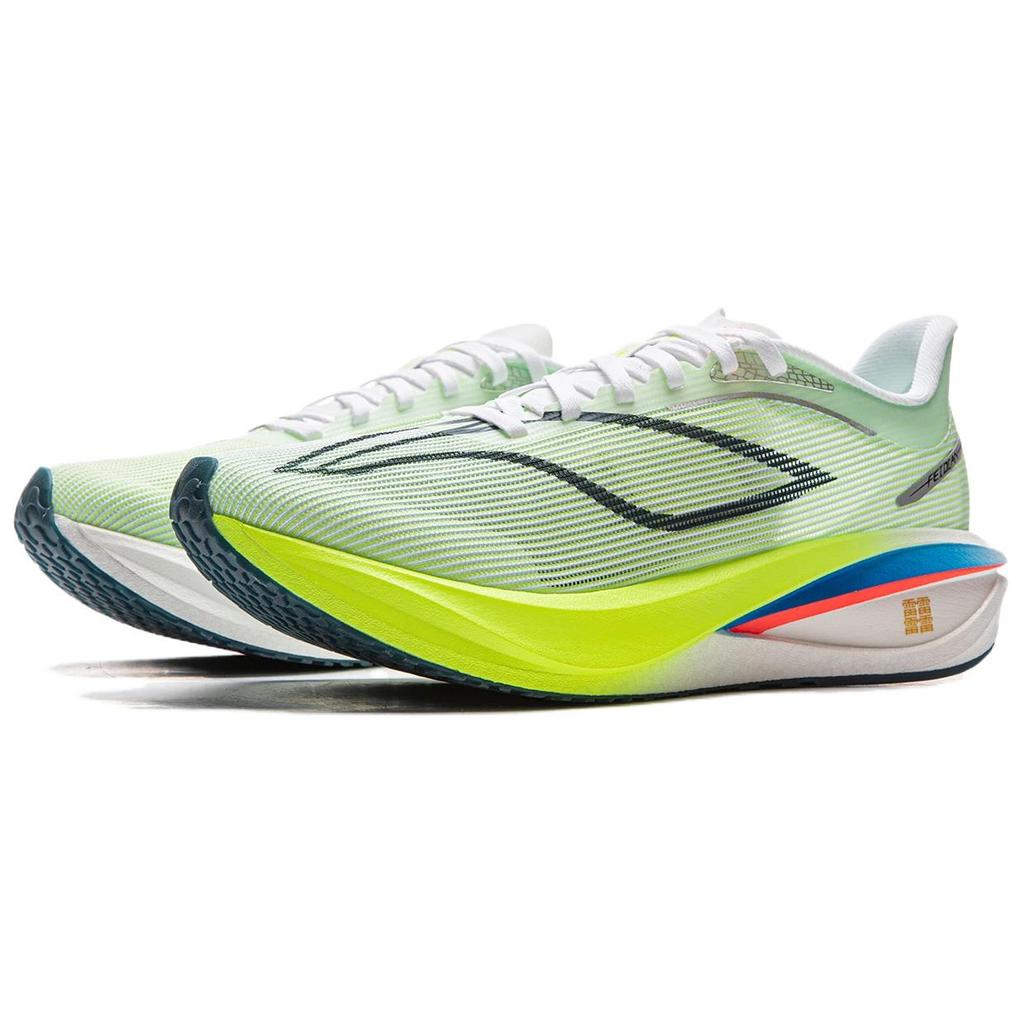 New LINING Feidian 5 Challenger Running Shoes Men's Low Top Standard White/Fluorescent Bright Green ARMV001-19